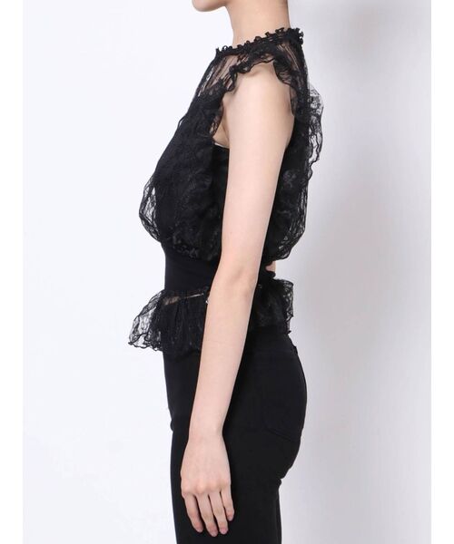 dazzlin（ダズリン）の「レースリブペプラムブラウス（シャツ/ブラウス・レディース・ブラック/グレー/オフホワイト・FREE）」の10枚目の写真