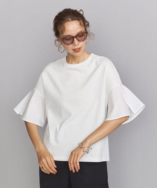 BEAUTY&YOUTH UNITED ARROWS（ビューティーアンドユースユナイテッドアローズ）の「BY コットンフレアショートスリーブ カットソー -ウォッシャブル-（Tシャツ/カットソー・レディース・ブラック/ホワイト・FREE）」の9枚目の写真