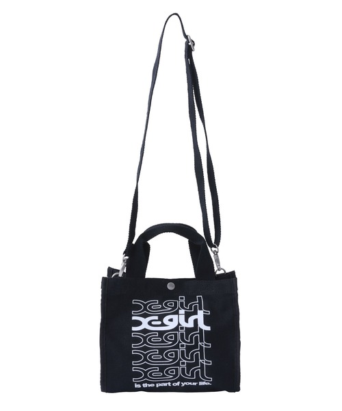 X-girl（エックスガール）の「REPEAT LOGO CANVAS 2WAY MINI TOTE BAG（トートバッグ・レディース・ホワイト/ブラック/ベージュ・ONE SIZE）」の7枚目の写真