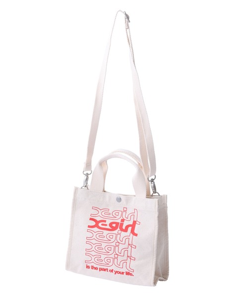 X-girl（エックスガール）の「REPEAT LOGO CANVAS 2WAY MINI TOTE BAG（トートバッグ・レディース・ホワイト/ブラック/ベージュ・ONE SIZE）」の14枚目の写真