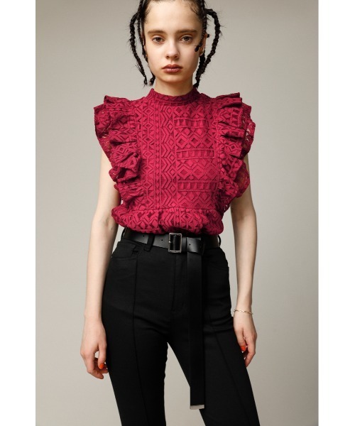 SLY（スライ）の「LEATHER LONG WIDE BELT レザー ロング ワイド ベルト（ベルト・レディース・アイボリー/ブラック・FREE）」の4枚目の写真