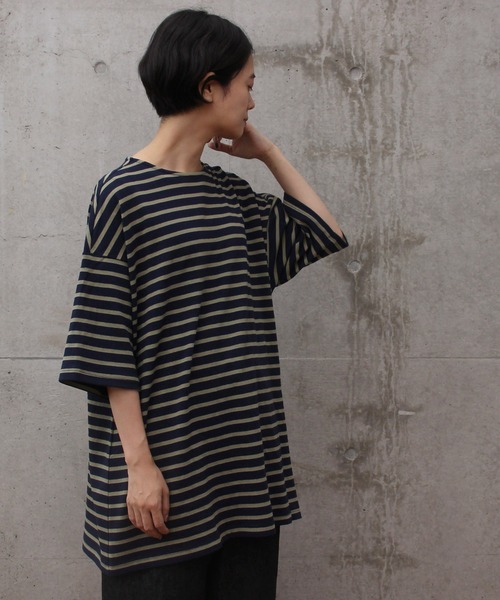 aimer le mieux(エメルミュー)の「aimer ボーダー天竺 バスクTシャツ(Tシャツ/カットソー・レディース・ネイビー/レッド/ピンク・FREE)」の8枚目の写真