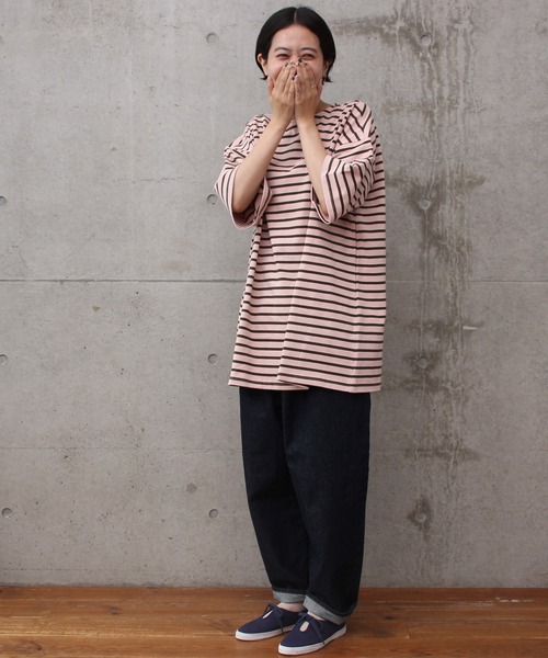 aimer le mieux(エメルミュー)の「aimer ボーダー天竺 バスクTシャツ(Tシャツ/カットソー・レディース・ネイビー/レッド/ピンク・FREE)」の15枚目の写真