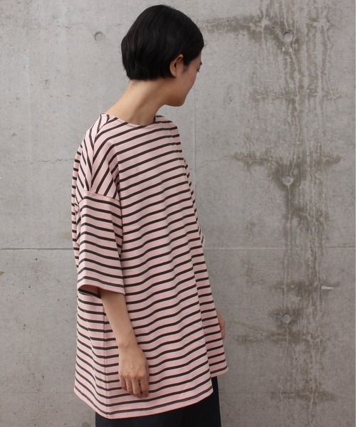 aimer le mieux(エメルミュー)の「aimer ボーダー天竺 バスクTシャツ(Tシャツ/カットソー・レディース・ネイビー/レッド/ピンク・FREE)」の19枚目の写真