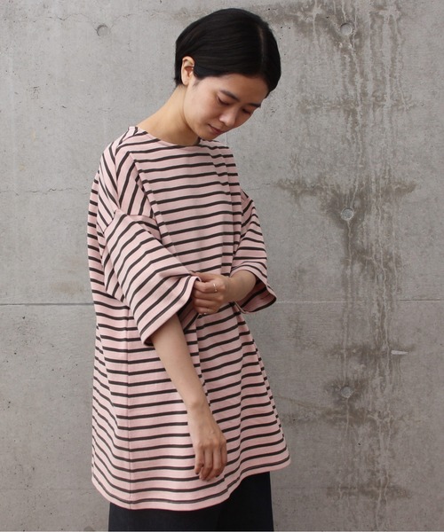 aimer le mieux(エメルミュー)の「aimer ボーダー天竺 バスクTシャツ(Tシャツ/カットソー・レディース・ネイビー/レッド/ピンク・FREE)」の10枚目の写真