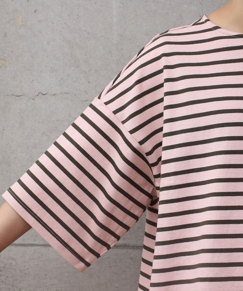 aimer le mieux(エメルミュー)の「aimer ボーダー天竺 バスクTシャツ(Tシャツ/カットソー・レディース・ネイビー/レッド/ピンク・FREE)」の17枚目の写真