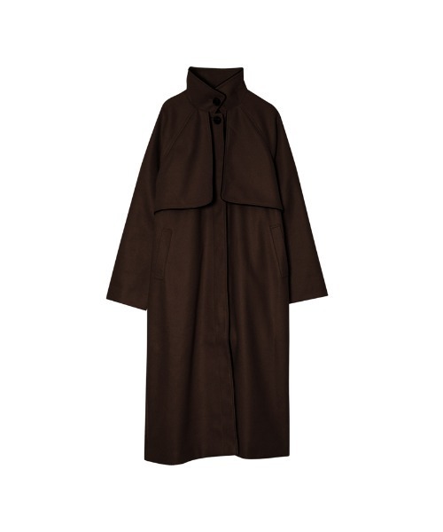 Re:EDIT（リエディ）の「2WAYオーバーサイズフェイクウールパイピングスタンドカラーロングコート（ステンカラーコート・レディース・ブラック/ブラウン/オリーブ/アイボリー/モカ/ベージュ・FREE）」の4枚目の写真