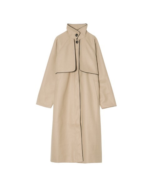 Re:EDIT（リエディ）の「2WAYオーバーサイズフェイクウールパイピングスタンドカラーロングコート（ステンカラーコート・レディース・ブラック/ブラウン/オリーブ/アイボリー/モカ/ベージュ・FREE）」の2枚目の写真