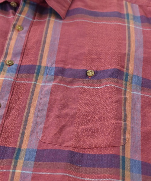 Christian Dior（クリスチャンディオール）の「【ヴィンテージ古着】90's Christian Dior チェック柄 半袖 リネンシャツ（シャツ/ブラウス・メンズ・レッド・LARGE）」の3枚目の写真