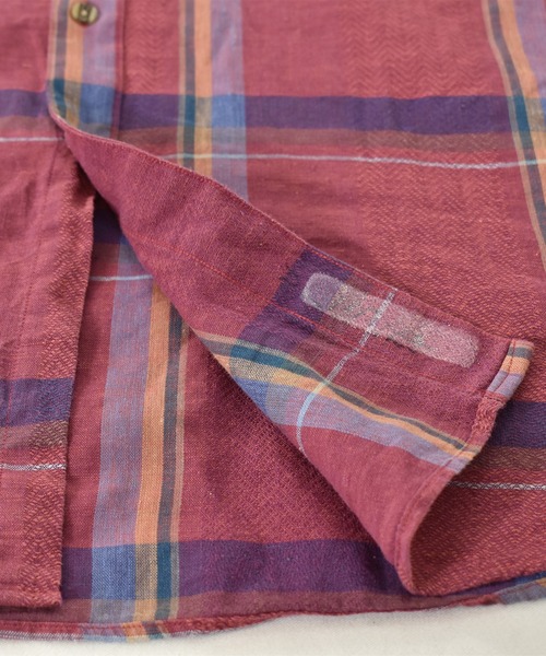 Christian Dior（クリスチャンディオール）の「【ヴィンテージ古着】90's Christian Dior チェック柄 半袖 リネンシャツ（シャツ/ブラウス・メンズ・レッド・LARGE）」の7枚目の写真