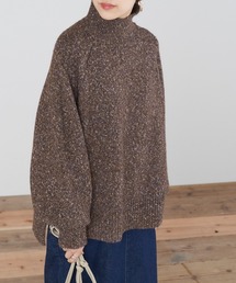 MIXハイネック ボリュームスリーブ ニットプルオーバー