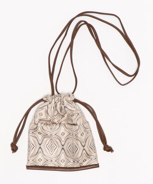 ap retro(アプレトロ)の「柄ジャガードミニ巾着ショルダーバッグ(ショルダーバッグ・レディース・ブラウン/アイボリー・FREE)」の8枚目の写真