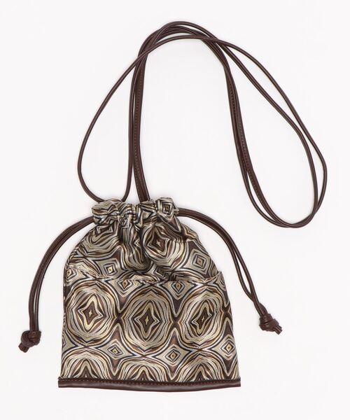 ap retro(アプレトロ)の「柄ジャガードミニ巾着ショルダーバッグ(ショルダーバッグ・レディース・ブラウン/アイボリー・FREE)」の6枚目の写真