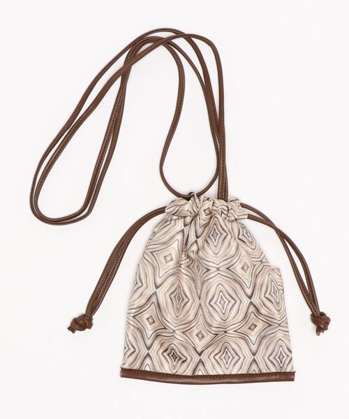 ap retro(アプレトロ)の「柄ジャガードミニ巾着ショルダーバッグ(ショルダーバッグ・レディース・ブラウン/アイボリー・FREE)」の5枚目の写真