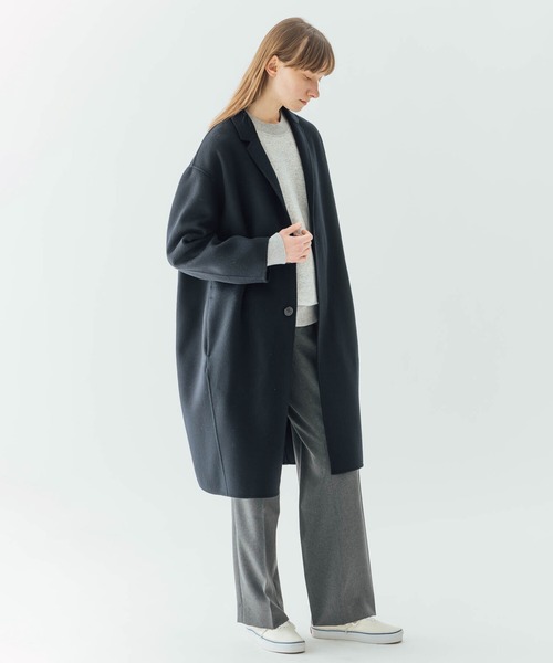 LE GLAZIK（ルグラジック）の「LE GLAZIK | ラムウール リバーチェスターコート WOMEN（チェスターコート・レディース・ベージュ/ネイビー/ライトグレー・36）」の11枚目の写真