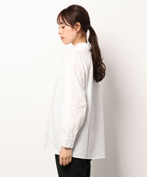 DISCOAT（ディスコート）の「【WEB限定】スタンドフリルストライプブラウス（シャツ/ブラウス・レディース・ホワイト/ストライプ/ネイビー/ブラック/ライトブルー・FREE）」の6枚目の写真