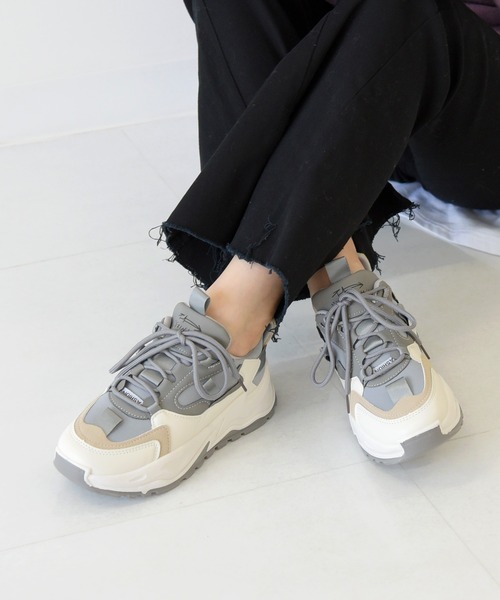 NOFALL（ノーフォール）の「カラーコンビ厚底ダッドスニーカー（スニーカー・レディース・ベージュ/グレー・LL/3L/S/M/L）」の21枚目の写真