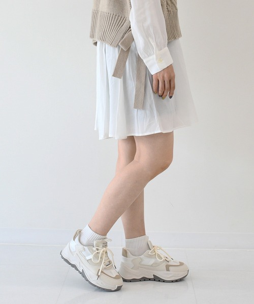 NOFALL（ノーフォール）の「カラーコンビ厚底ダッドスニーカー（スニーカー・レディース・ベージュ/グレー・LL/3L/S/M/L）」の14枚目の写真