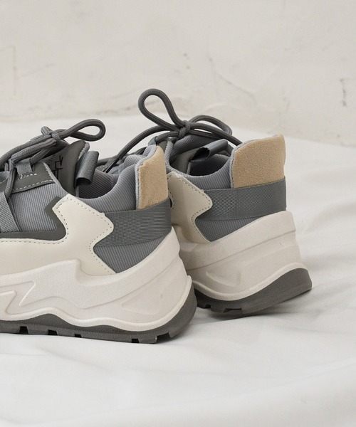 NOFALL（ノーフォール）の「カラーコンビ厚底ダッドスニーカー（スニーカー・レディース・ベージュ/グレー・LL/3L/S/M/L）」の10枚目の写真