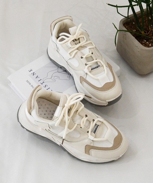 NOFALL（ノーフォール）の「カラーコンビ厚底ダッドスニーカー（スニーカー・レディース・ベージュ/グレー・LL/3L/S/M/L）」の5枚目の写真