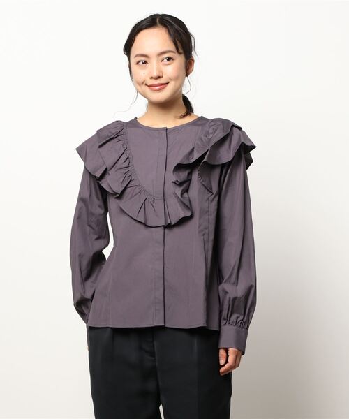 Te chichi CLASSIC（テチチクラシック）の「コットンブロードフリルブラウス（シャツ/ブラウス・レディース・チャコール/ブルー・ﾌﾘ-）」の2枚目の写真