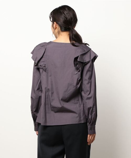 Te chichi CLASSIC（テチチクラシック）の「コットンブロードフリルブラウス（シャツ/ブラウス・レディース・チャコール/ブルー・ﾌﾘ-）」の4枚目の写真