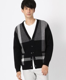 チェック柄 Ｖネックカーディガン