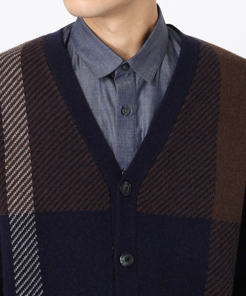 COMME CA ISM（コムサイズム）の「チェック柄 Ｖネックカーディガン（カーディガン/ボレロ・メンズ・ブラック/ネイビー/グレー・MEDIUM/LARGE）」の5枚目の写真