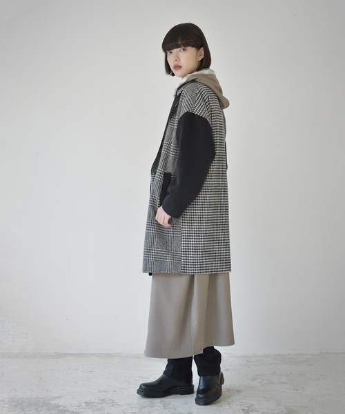 La SRIC(ラスリック)の「La SRIC / 3柄チェックCT(チェスターコート・レディース・ライトグレー/ブラック・38)」の10枚目の写真