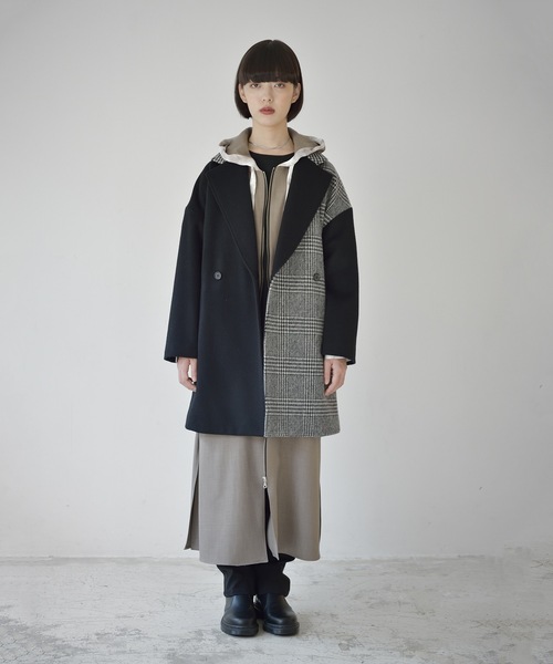 La SRIC(ラスリック)の「La SRIC / 3柄チェックCT(チェスターコート・レディース・ライトグレー/ブラック・38)」の13枚目の写真