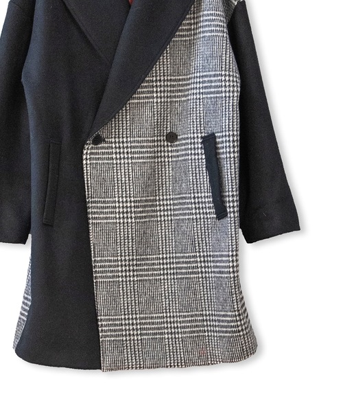 La SRIC(ラスリック)の「La SRIC / 3柄チェックCT(チェスターコート・レディース・ライトグレー/ブラック・38)」の11枚目の写真