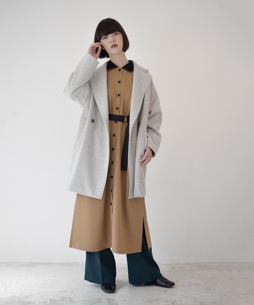 La SRIC(ラスリック)の「La SRIC / 3柄チェックCT(チェスターコート・レディース・ライトグレー/ブラック・38)」の8枚目の写真