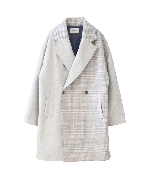 La SRIC(ラスリック)の「La SRIC / 3柄チェックCT(チェスターコート・レディース・ライトグレー/ブラック・38)」の5枚目の写真