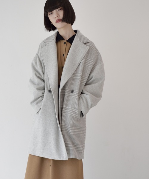 La SRIC(ラスリック)の「La SRIC / 3柄チェックCT(チェスターコート・レディース・ライトグレー/ブラック・38)」の21枚目の写真