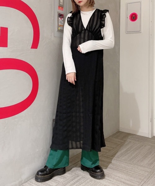 WEGO（ウィゴー）の「WEGO/フリルショルダーワンピース（ワンピース・レディース・ブラック/ブラウン・FREE）」の12枚目の写真