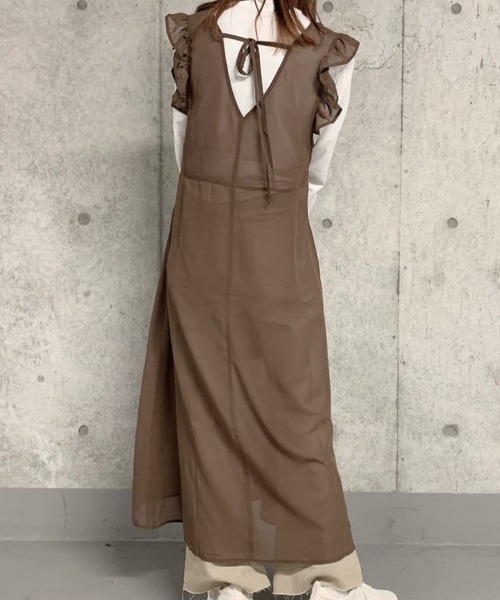 WEGO（ウィゴー）の「WEGO/フリルショルダーワンピース（ワンピース・レディース・ブラック/ブラウン・FREE）」の14枚目の写真