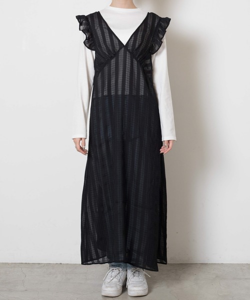 WEGO（ウィゴー）の「WEGO/フリルショルダーワンピース（ワンピース・レディース・ブラック/ブラウン・FREE）」の15枚目の写真