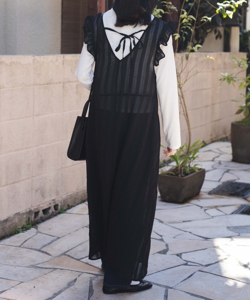 WEGO（ウィゴー）の「WEGO/フリルショルダーワンピース（ワンピース・レディース・ブラック/ブラウン・FREE）」の7枚目の写真