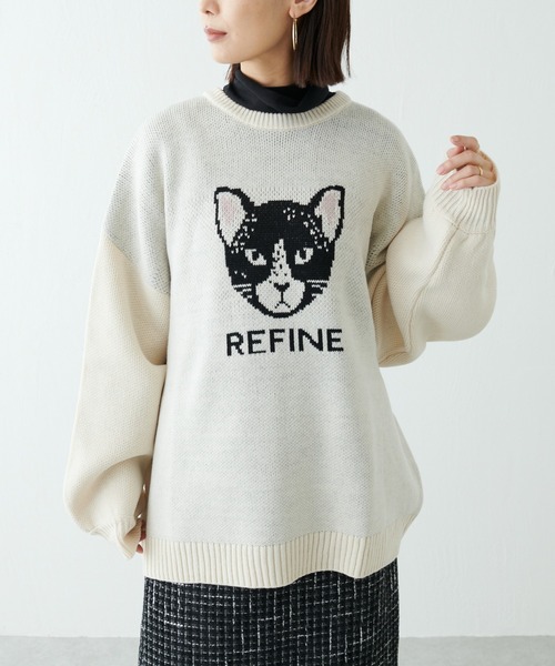 BONbazaar（ボンバザール）の「ネコジャガードニット（ニット/セーター・レディース・ホワイト系その他/ブラウン/ブルー系その他・FREE）」の2枚目の写真