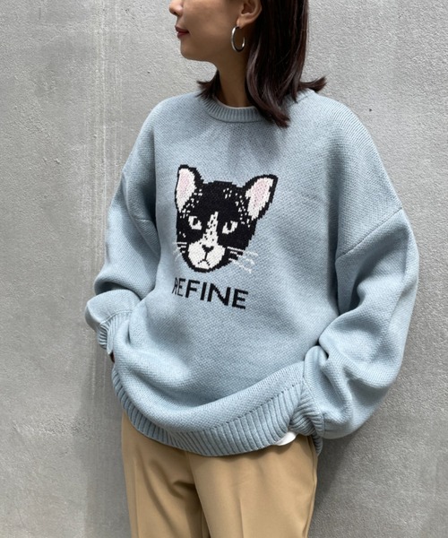 BONbazaar（ボンバザール）の「ネコジャガードニット（ニット/セーター・レディース・ホワイト系その他/ブラウン/ブルー系その他・FREE）」の3枚目の写真