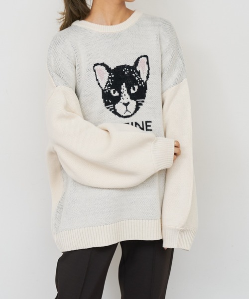 BONbazaar（ボンバザール）の「ネコジャガードニット（ニット/セーター・レディース・ホワイト系その他/ブラウン/ブルー系その他・FREE）」の11枚目の写真