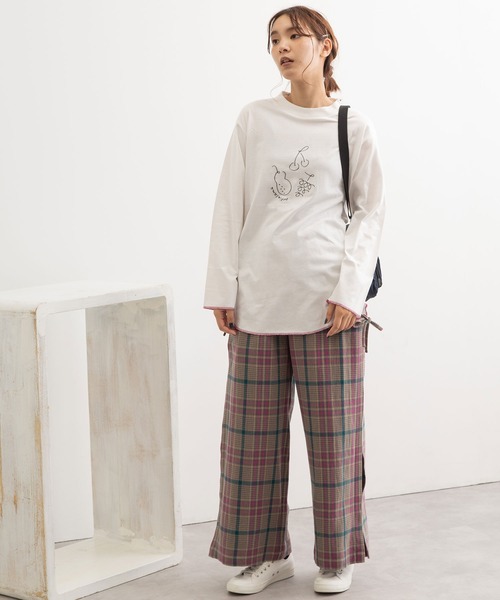 POU DOU DOU(プードゥドゥ)の「ギザギザステッチフルーツロングスリーブTee(Tシャツ/カットソー・レディース・ベージュ/オフホワイト・3)」の8枚目の写真