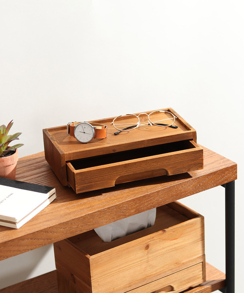 LBC（エルビーシー）の「【スタッキング対応アイテム】ウッド スタッキング 小物入れ S（収納グッズ・レディース・ブラウン/ライトブラウン・FREE）」の2枚目の写真