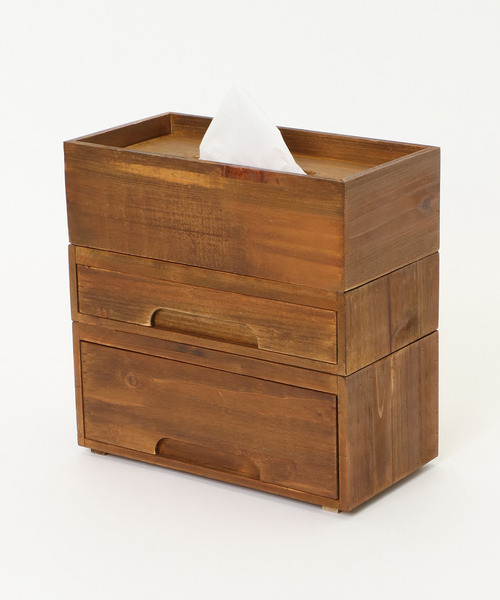 LBC（エルビーシー）の「【スタッキング対応アイテム】ウッド スタッキング 小物入れ S（収納グッズ・レディース・ブラウン/ライトブラウン・FREE）」の4枚目の写真