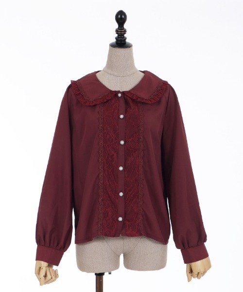 axes femme POETIQUE（アクシーズファムポエティック）の「ビジューブローチ付ＢＬ（シャツ/ブラウス・レディース・ワイン/キナリ/ブラック・MEDIUM）」の20枚目の写真