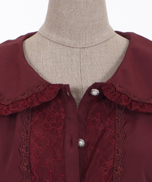 axes femme POETIQUE（アクシーズファムポエティック）の「ビジューブローチ付ＢＬ（シャツ/ブラウス・レディース・ワイン/キナリ/ブラック・MEDIUM）」の18枚目の写真