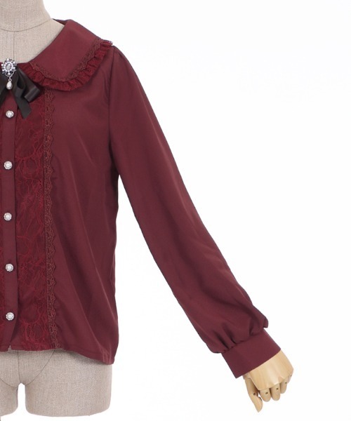 axes femme POETIQUE（アクシーズファムポエティック）の「ビジューブローチ付ＢＬ（シャツ/ブラウス・レディース・ワイン/キナリ/ブラック・MEDIUM）」の16枚目の写真