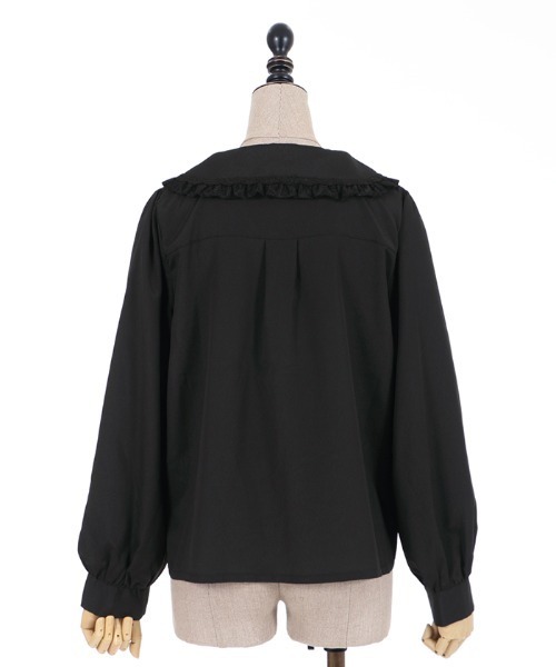 axes femme POETIQUE（アクシーズファムポエティック）の「ビジューブローチ付ＢＬ（シャツ/ブラウス・レディース・ワイン/キナリ/ブラック・MEDIUM）」の13枚目の写真