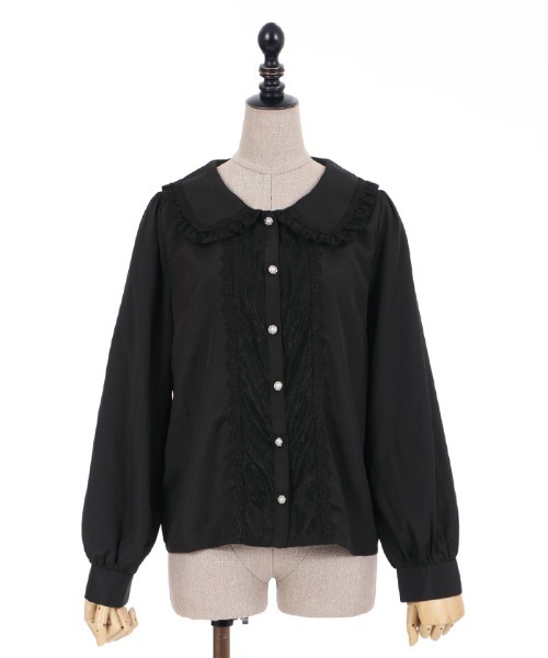 axes femme POETIQUE（アクシーズファムポエティック）の「ビジューブローチ付ＢＬ（シャツ/ブラウス・レディース・ワイン/キナリ/ブラック・MEDIUM）」の10枚目の写真