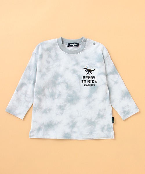 kladskap(クレードスコープ)の「タイダイ恐竜長袖Tシャツ(Tシャツ/カットソー・キッズ・ライトブルー/グレー・90cm/110cm/100cm/120cm/130cm)」の1枚目の写真